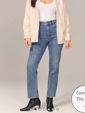 Abercrombie & Fitch The Ankle Straight Ultra High Rise Jeans - Mid Wash - 10L